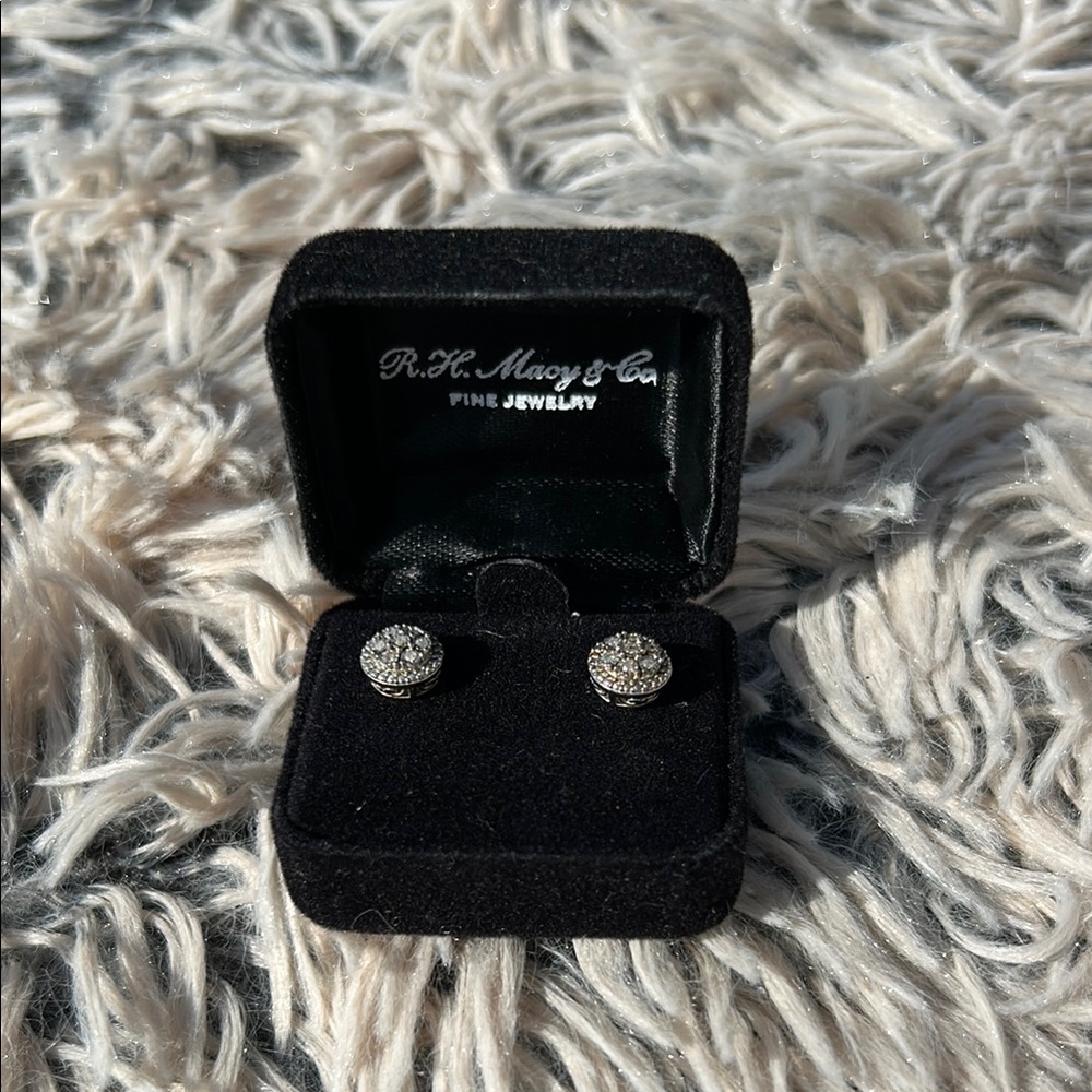 Elegant Silver and Diamond Stud Earrings